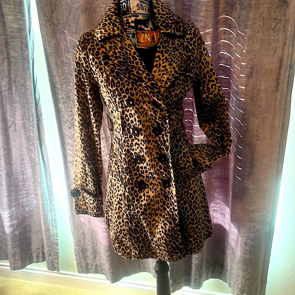 leopard trench belted coat